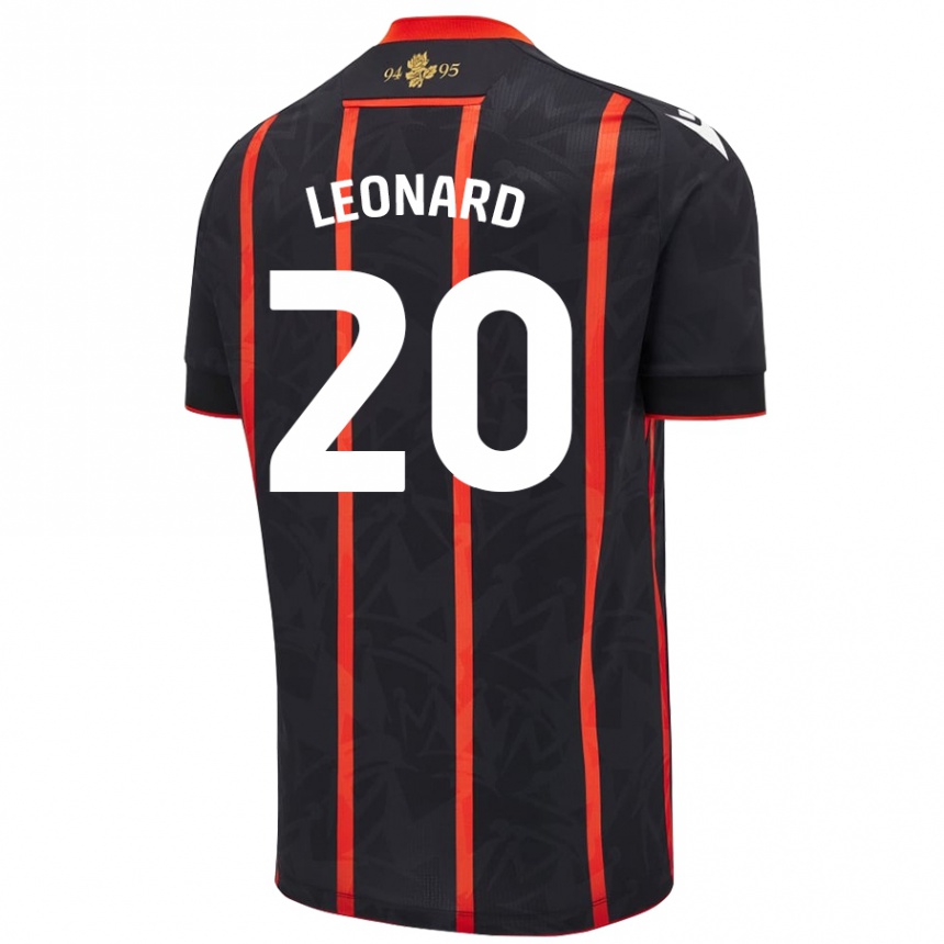 Kinder Fußball Harry Leonard #20 Schwarz Rot Auswärtstrikot Trikot 2024/25 T-Shirt Luxemburg