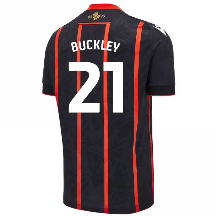 Kinder Fußball John Buckley #21 Schwarz Rot Auswärtstrikot Trikot 2024/25 T-Shirt Luxemburg