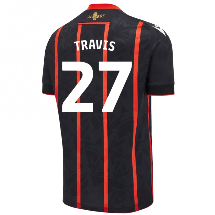 Kinder Fußball Lewis Travis #27 Schwarz Rot Auswärtstrikot Trikot 2024/25 T-Shirt Luxemburg