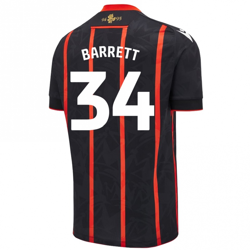 Kinder Fußball Jack Barrett #34 Schwarz Rot Auswärtstrikot Trikot 2024/25 T-Shirt Luxemburg