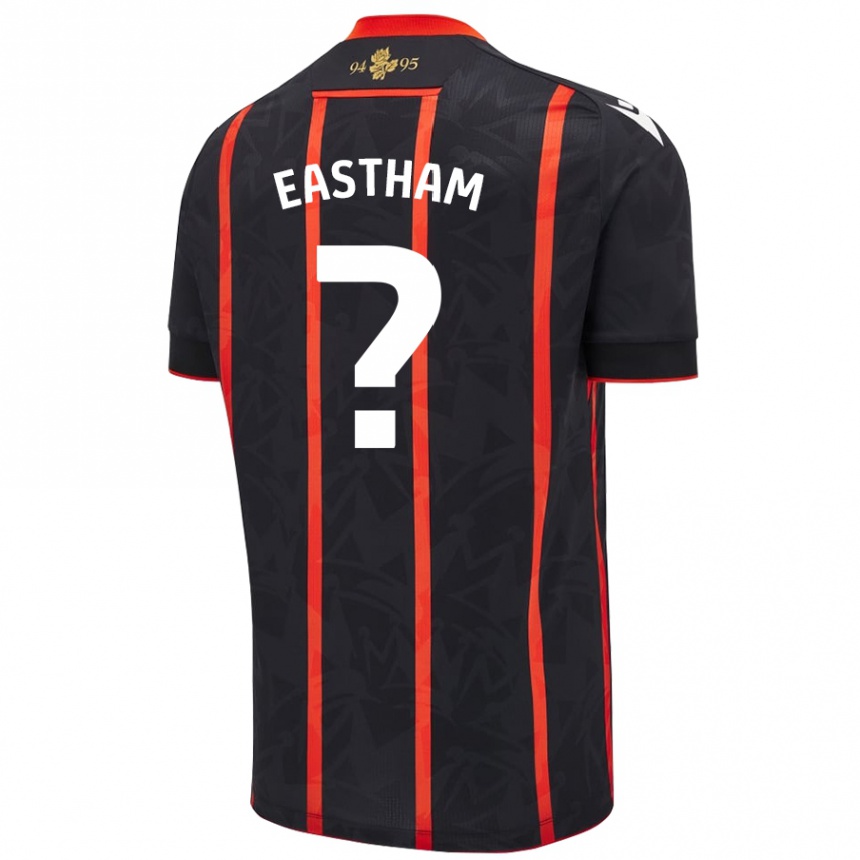 Kinder Fußball Jordan Eastham #0 Schwarz Rot Auswärtstrikot Trikot 2024/25 T-Shirt Luxemburg