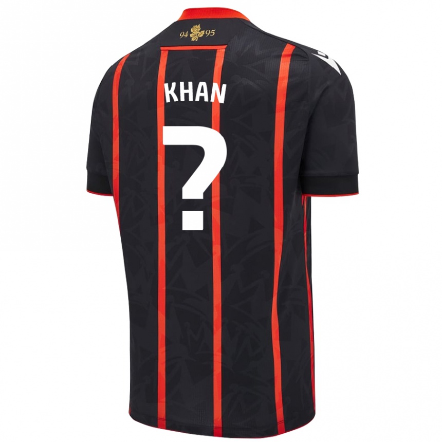 Kinder Fußball Adam Khan #0 Schwarz Rot Auswärtstrikot Trikot 2024/25 T-Shirt Luxemburg