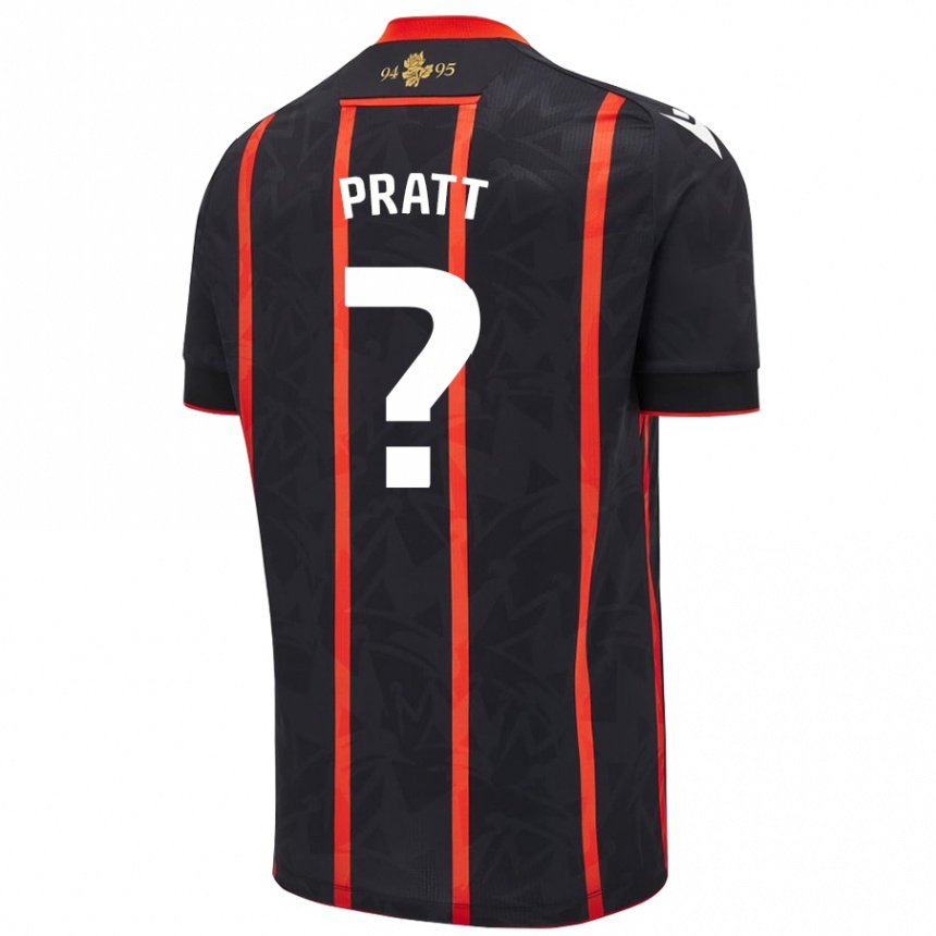 Kinder Fußball George Pratt #0 Schwarz Rot Auswärtstrikot Trikot 2024/25 T-Shirt Luxemburg