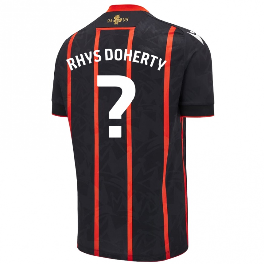 Kinder Fußball Rhys Doherty #0 Schwarz Rot Auswärtstrikot Trikot 2024/25 T-Shirt Luxemburg