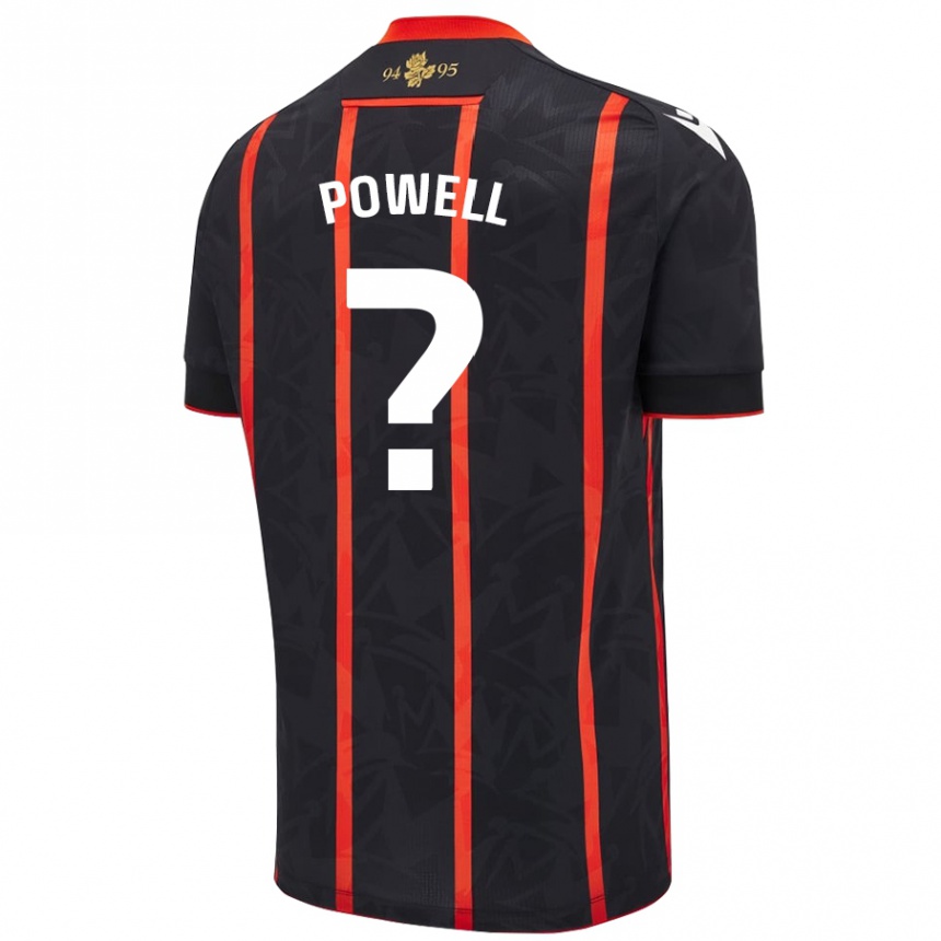 Kinder Fußball Brandon Powell #0 Schwarz Rot Auswärtstrikot Trikot 2024/25 T-Shirt Luxemburg