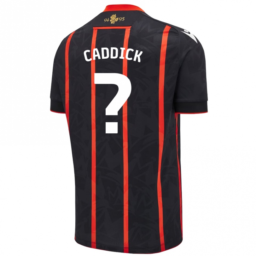 Kinder Fußball Adam Caddick #0 Schwarz Rot Auswärtstrikot Trikot 2024/25 T-Shirt Luxemburg