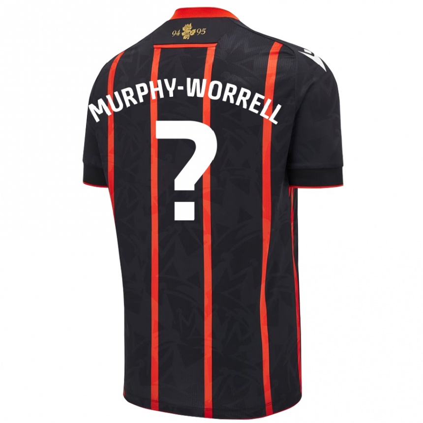 Kinder Fußball Paul Murphy-Worrell #0 Schwarz Rot Auswärtstrikot Trikot 2024/25 T-Shirt Luxemburg