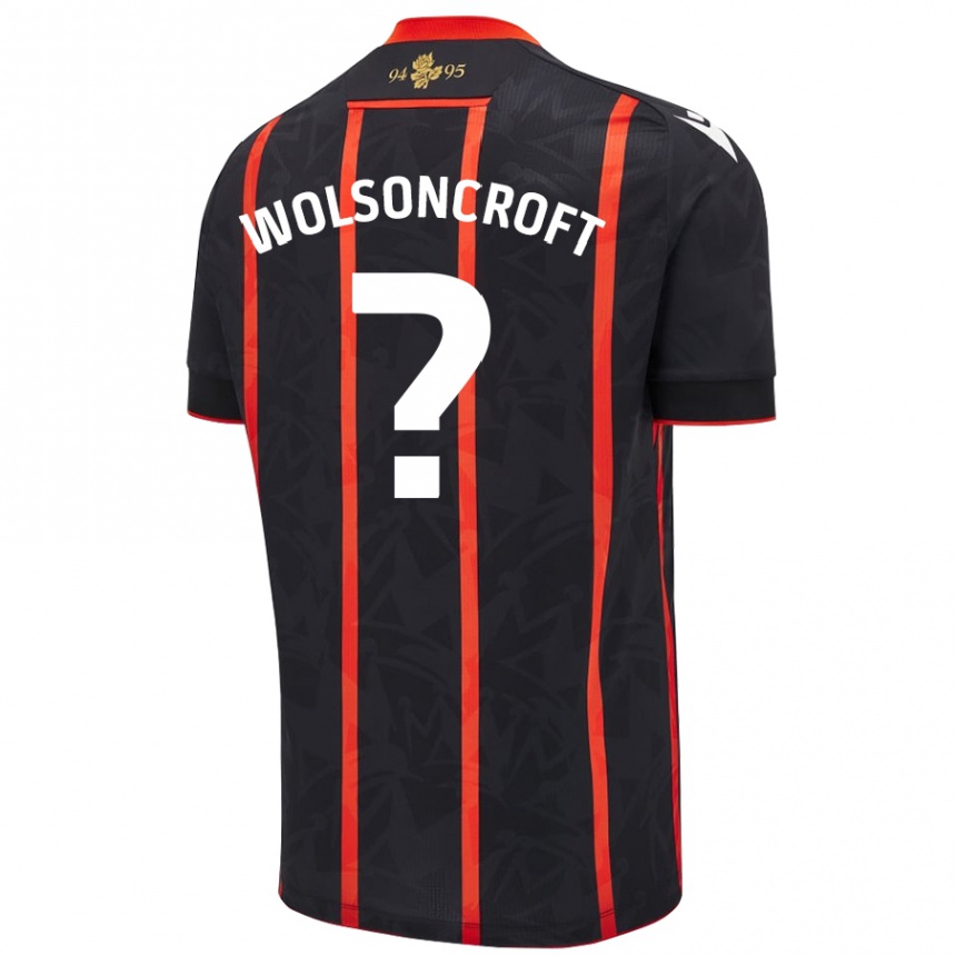 Kinder Fußball Blake Wolsoncroft #0 Schwarz Rot Auswärtstrikot Trikot 2024/25 T-Shirt Luxemburg