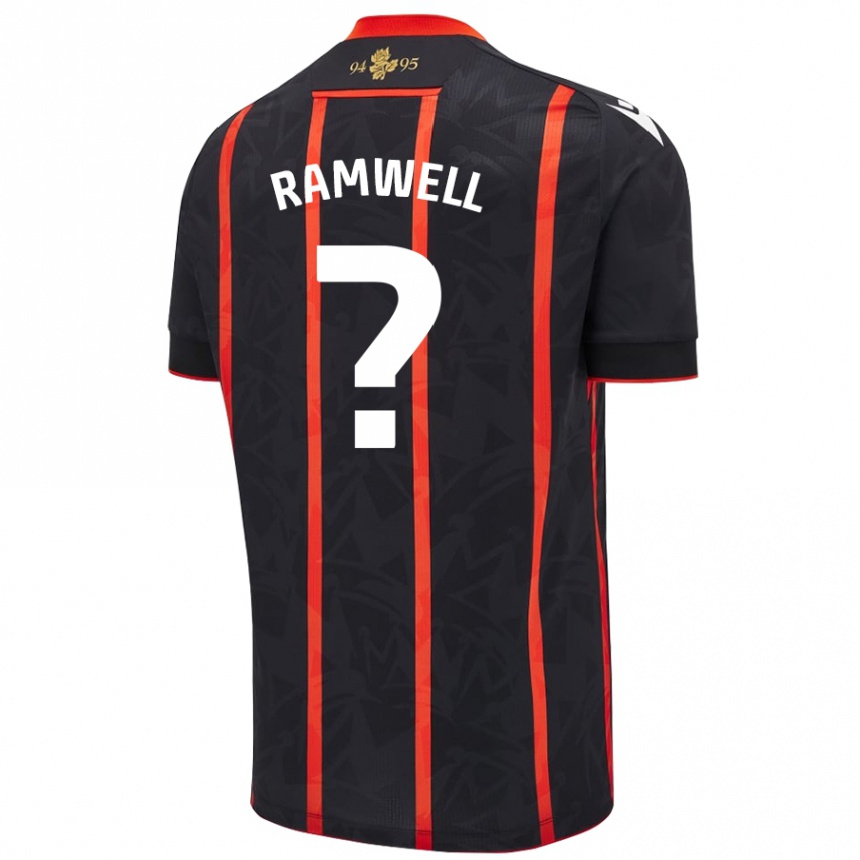 Kinder Fußball Teddy Ramwell #0 Schwarz Rot Auswärtstrikot Trikot 2024/25 T-Shirt Luxemburg