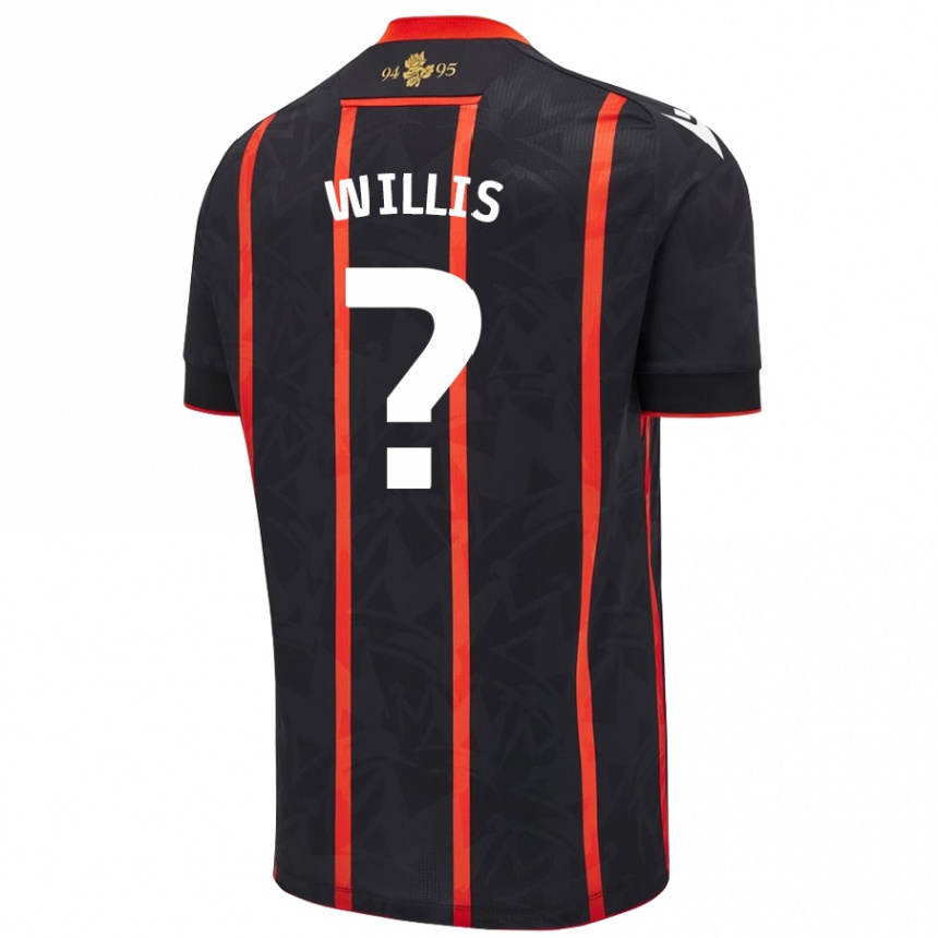 Kinder Fußball Nathan Willis #0 Schwarz Rot Auswärtstrikot Trikot 2024/25 T-Shirt Luxemburg