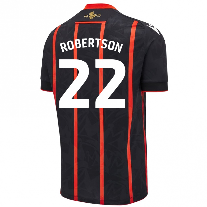 Kinder Fußball Millie Robertson #22 Schwarz Rot Auswärtstrikot Trikot 2024/25 T-Shirt Luxemburg