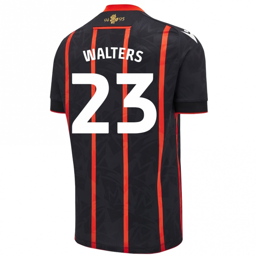 Kinder Fußball Georgia Walters #23 Schwarz Rot Auswärtstrikot Trikot 2024/25 T-Shirt Luxemburg