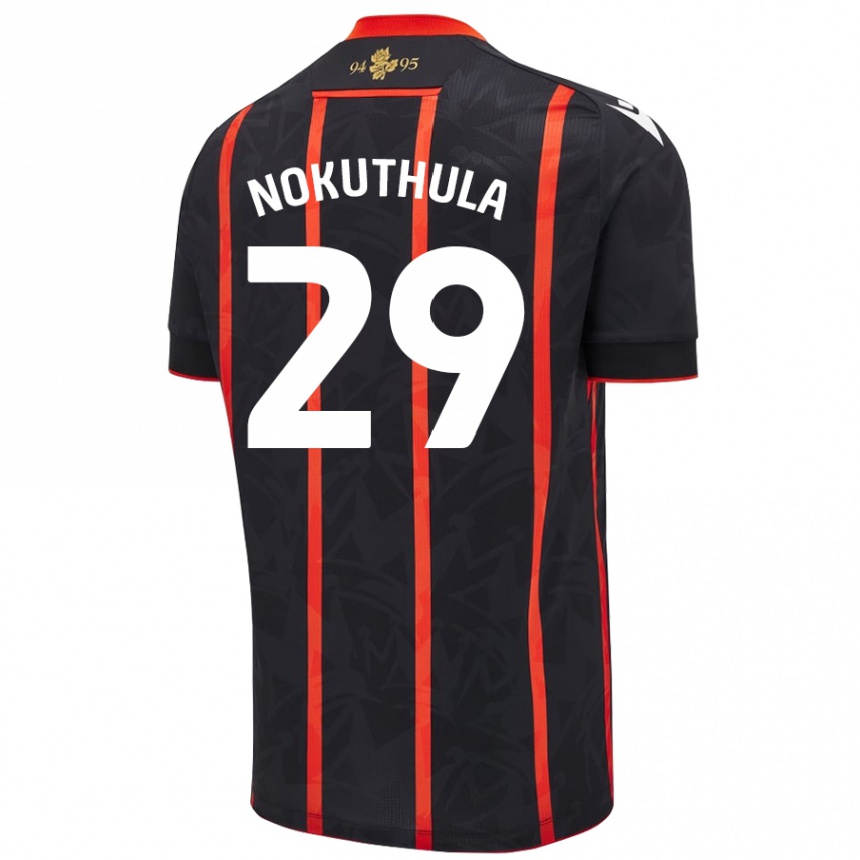 Kinder Fußball Faith Nokuthula #29 Schwarz Rot Auswärtstrikot Trikot 2024/25 T-Shirt Luxemburg