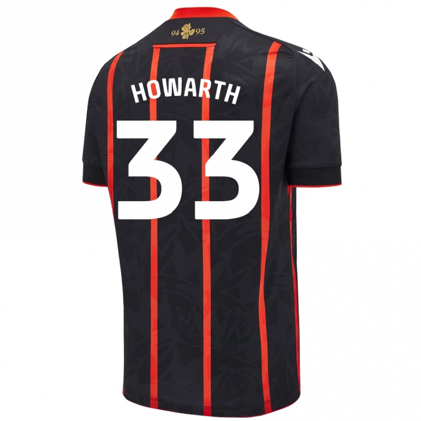 Kinder Fußball Taylor Howarth #33 Schwarz Rot Auswärtstrikot Trikot 2024/25 T-Shirt Luxemburg