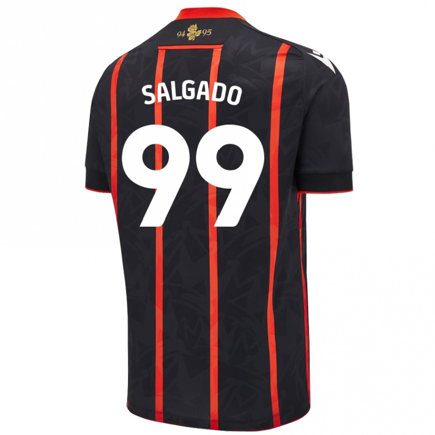 Kinder Fußball Shanell Salgado #99 Schwarz Rot Auswärtstrikot Trikot 2024/25 T-Shirt Luxemburg