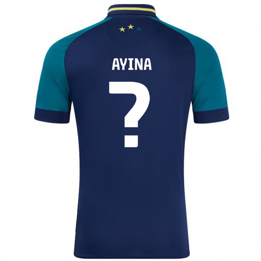 Kinder Fußball Loick Ayina #0 Marine Dunkelgrün Auswärtstrikot Trikot 2024/25 T-Shirt Luxemburg