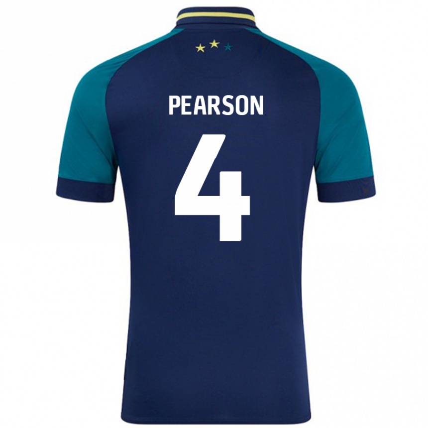 Kinder Fußball Matty Pearson #4 Marine Dunkelgrün Auswärtstrikot Trikot 2024/25 T-Shirt Luxemburg