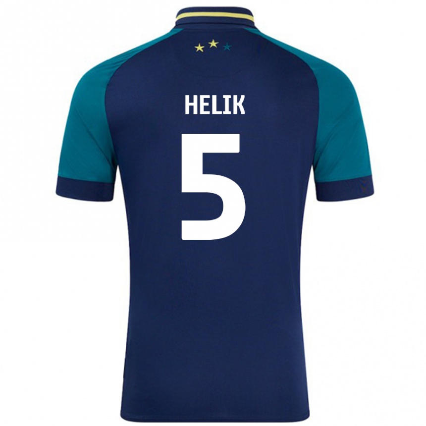 Kinder Fußball Michal Helik #5 Marine Dunkelgrün Auswärtstrikot Trikot 2024/25 T-Shirt Luxemburg