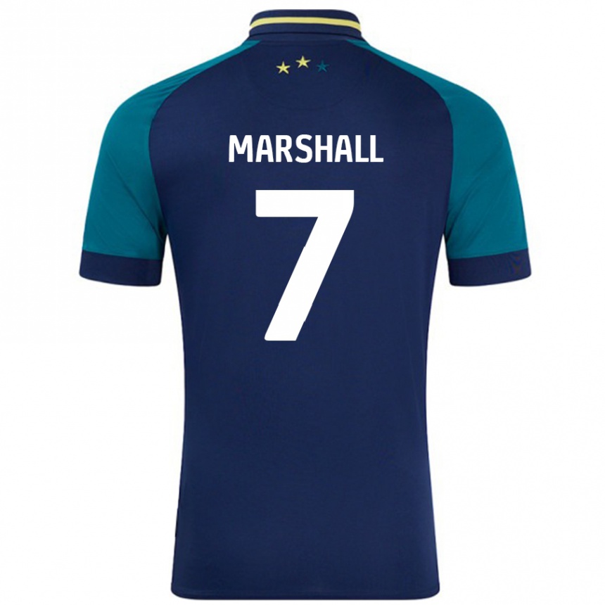 Kinder Fußball Callum Marshall #7 Marine Dunkelgrün Auswärtstrikot Trikot 2024/25 T-Shirt Luxemburg