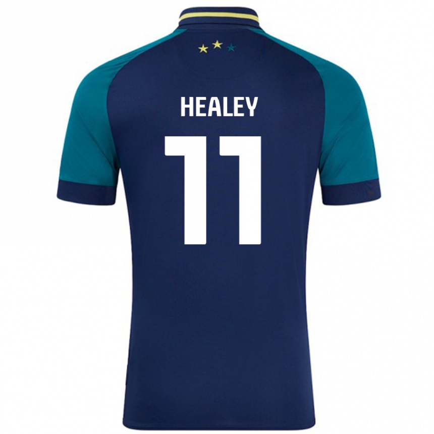 Kinder Fußball Rhys Healey #11 Marine Dunkelgrün Auswärtstrikot Trikot 2024/25 T-Shirt Luxemburg