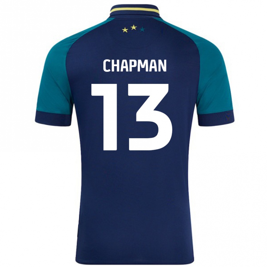 Kinder Fußball Jacob Chapman #13 Marine Dunkelgrün Auswärtstrikot Trikot 2024/25 T-Shirt Luxemburg