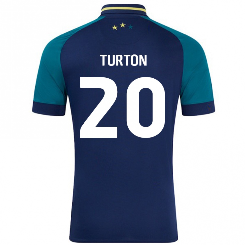 Kinder Fußball Ollie Turton #20 Marine Dunkelgrün Auswärtstrikot Trikot 2024/25 T-Shirt Luxemburg