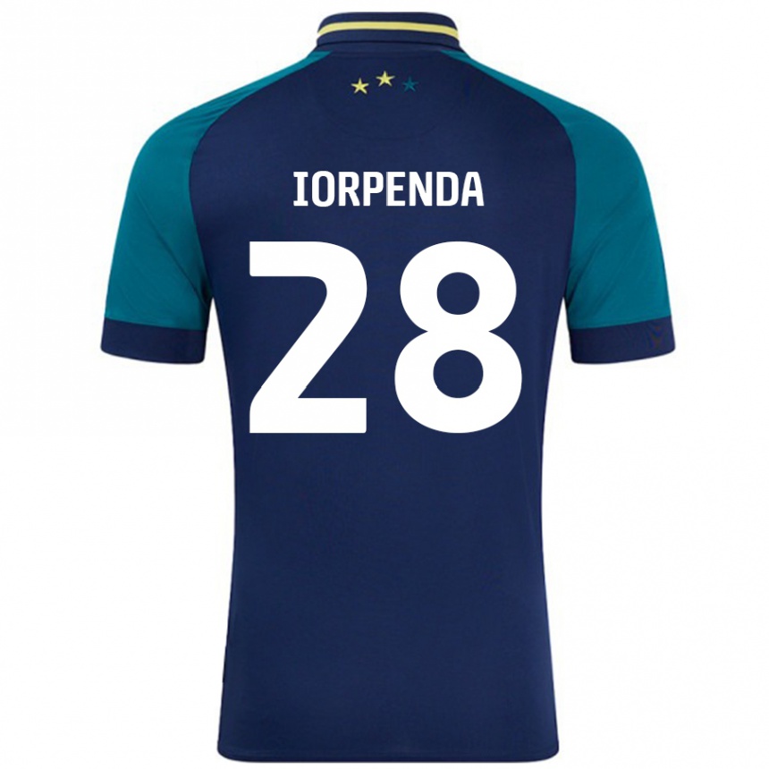 Kinder Fußball Tom Iorpenda #28 Marine Dunkelgrün Auswärtstrikot Trikot 2024/25 T-Shirt Luxemburg