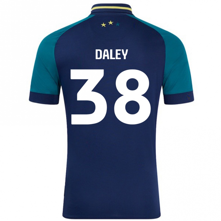 Kinder Fußball Luke Daley #38 Marine Dunkelgrün Auswärtstrikot Trikot 2024/25 T-Shirt Luxemburg