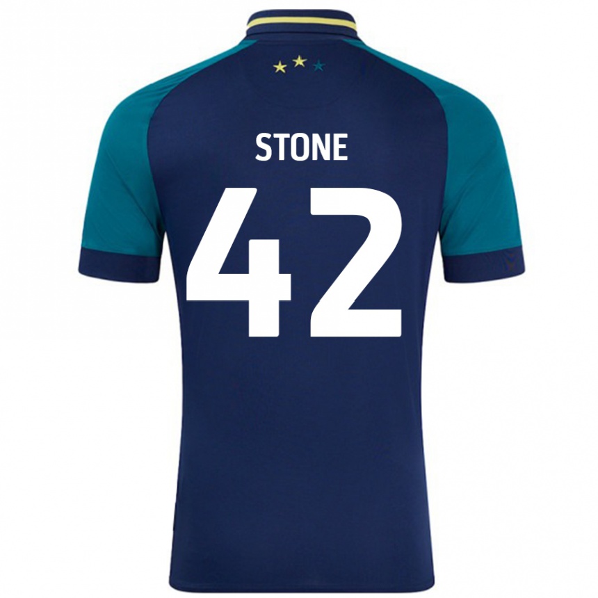 Kinder Fußball Michael Stone #42 Marine Dunkelgrün Auswärtstrikot Trikot 2024/25 T-Shirt Luxemburg