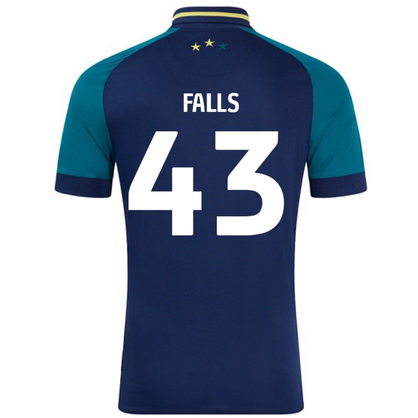 Kinder Fußball Conor Falls #43 Marine Dunkelgrün Auswärtstrikot Trikot 2024/25 T-Shirt Luxemburg