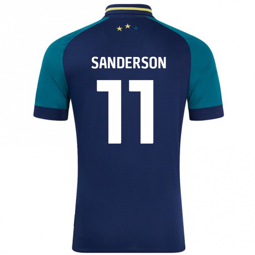 Kinder Fußball Brittany Sanderson #11 Marine Dunkelgrün Auswärtstrikot Trikot 2024/25 T-Shirt Luxemburg