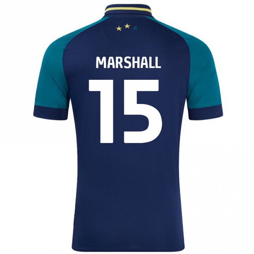 Kinder Fußball Georgia Marshall #15 Marine Dunkelgrün Auswärtstrikot Trikot 2024/25 T-Shirt Luxemburg