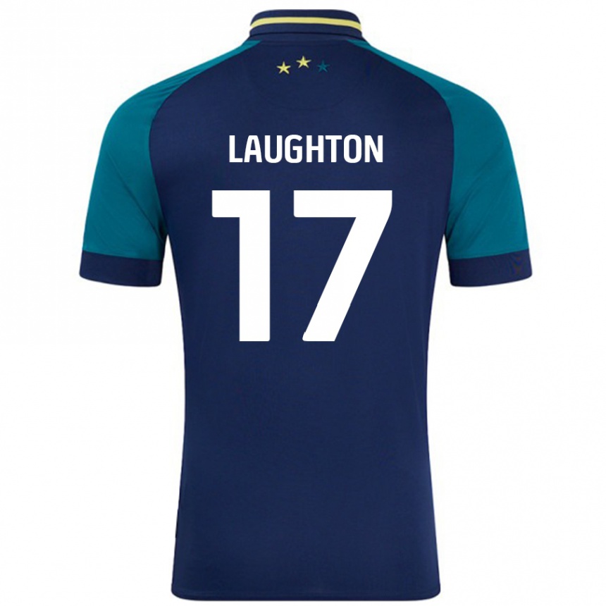 Kinder Fußball Zoe Laughton #17 Marine Dunkelgrün Auswärtstrikot Trikot 2024/25 T-Shirt Luxemburg