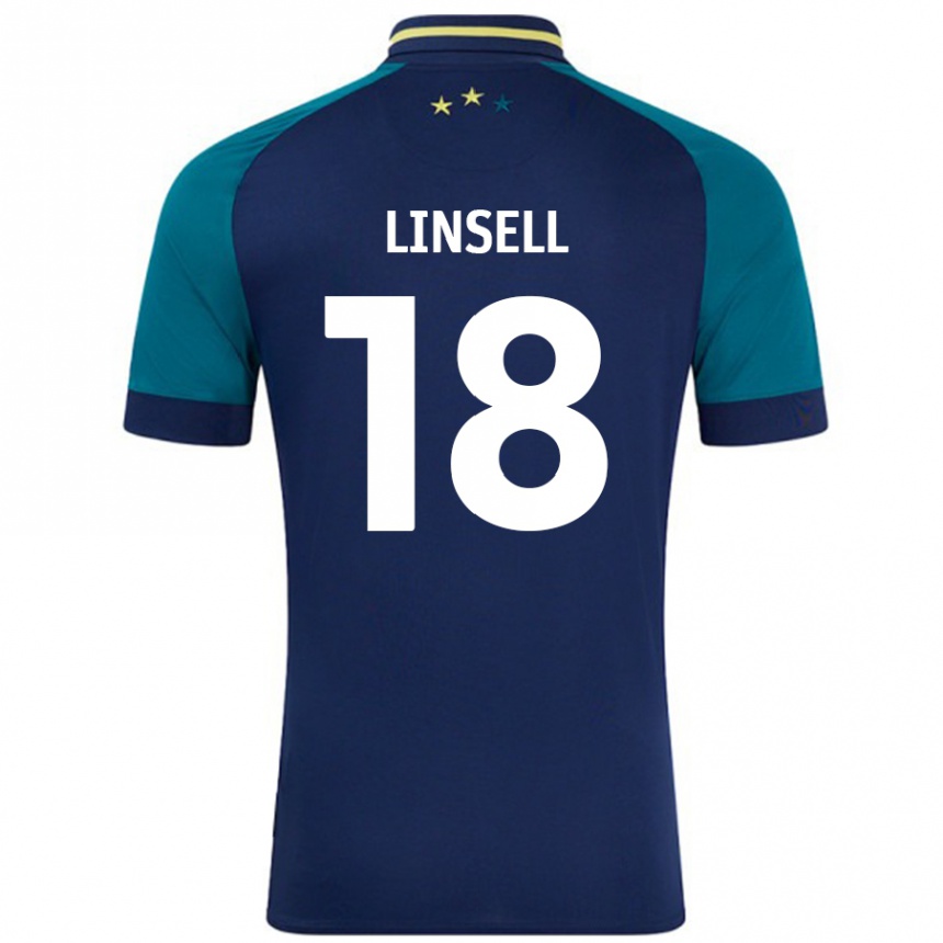 Kinder Fußball Alice Linsell #18 Marine Dunkelgrün Auswärtstrikot Trikot 2024/25 T-Shirt Luxemburg