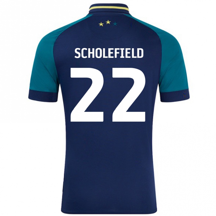 Kinder Fußball Lois Scholefield #22 Marine Dunkelgrün Auswärtstrikot Trikot 2024/25 T-Shirt Luxemburg