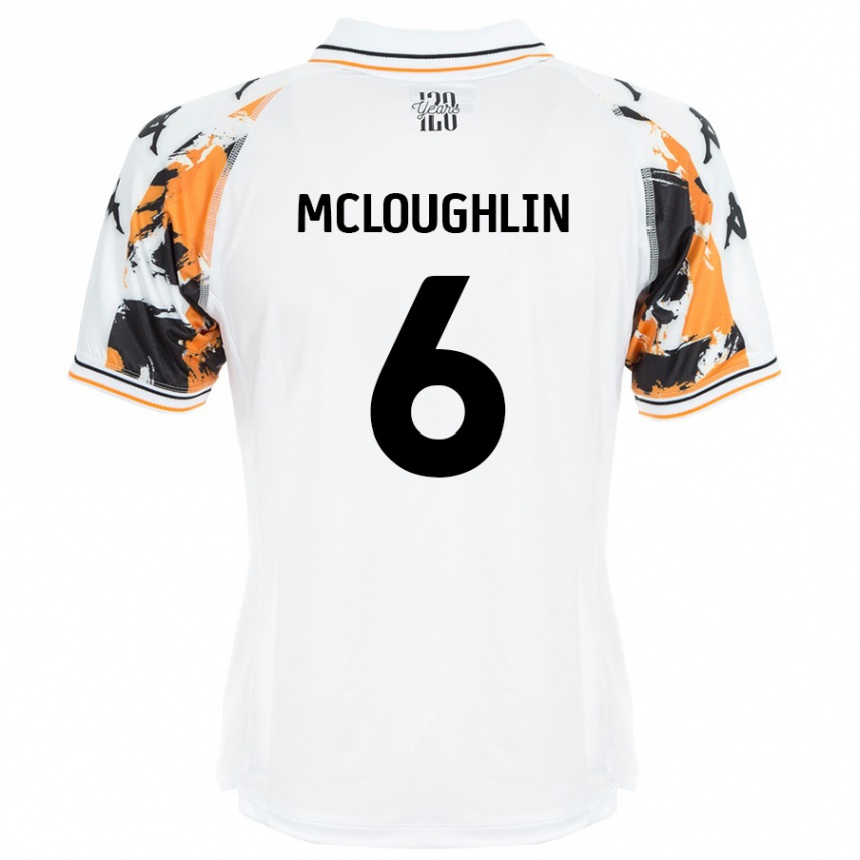 Kinder Fußball Sean Mcloughlin #6 Weiß Auswärtstrikot Trikot 2024/25 T-Shirt Luxemburg