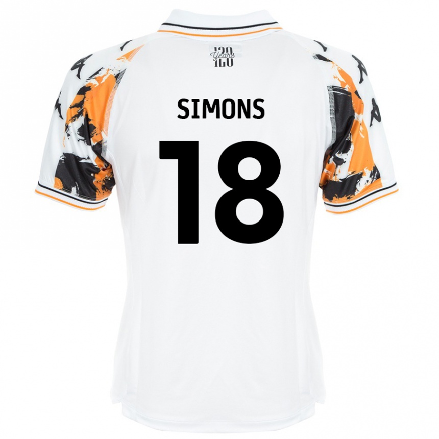 Kinder Fußball Xavier Simons #18 Weiß Auswärtstrikot Trikot 2024/25 T-Shirt Luxemburg