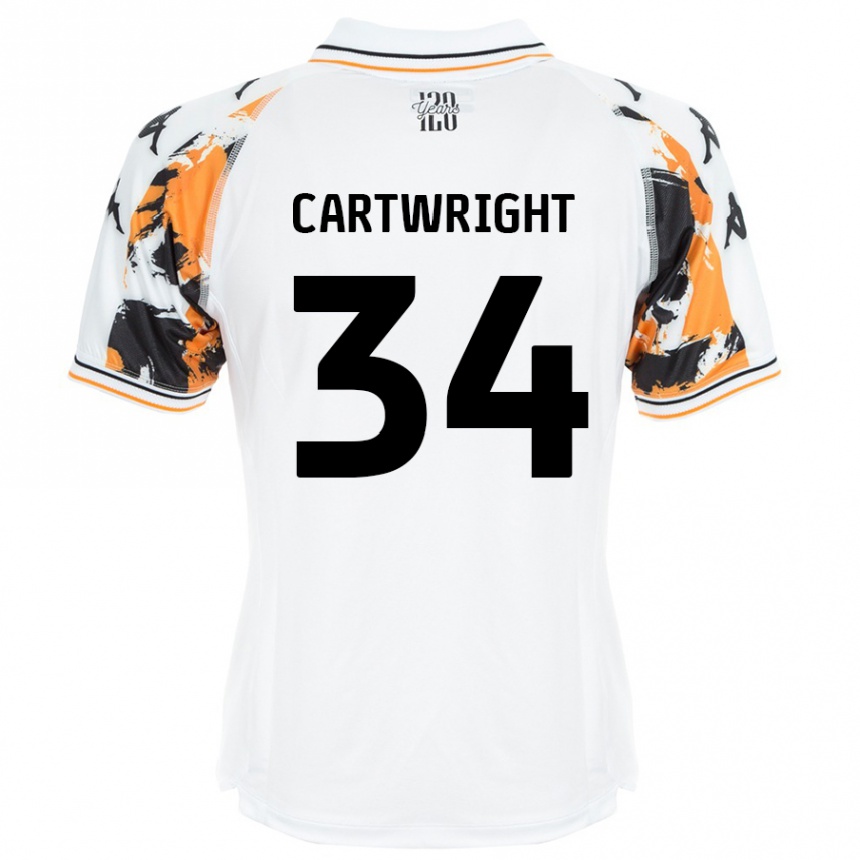 Kinder Fußball Harvey Cartwright #34 Weiß Auswärtstrikot Trikot 2024/25 T-Shirt Luxemburg