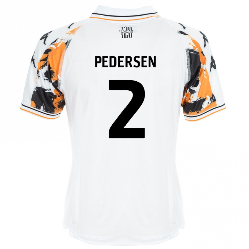 Kinder Fußball Eden Pedersen #2 Weiß Auswärtstrikot Trikot 2024/25 T-Shirt Luxemburg