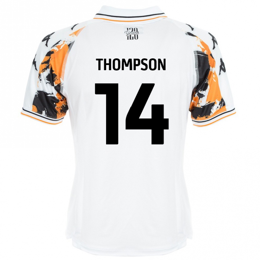 Kinder Fußball Katie Thompson #14 Weiß Auswärtstrikot Trikot 2024/25 T-Shirt Luxemburg