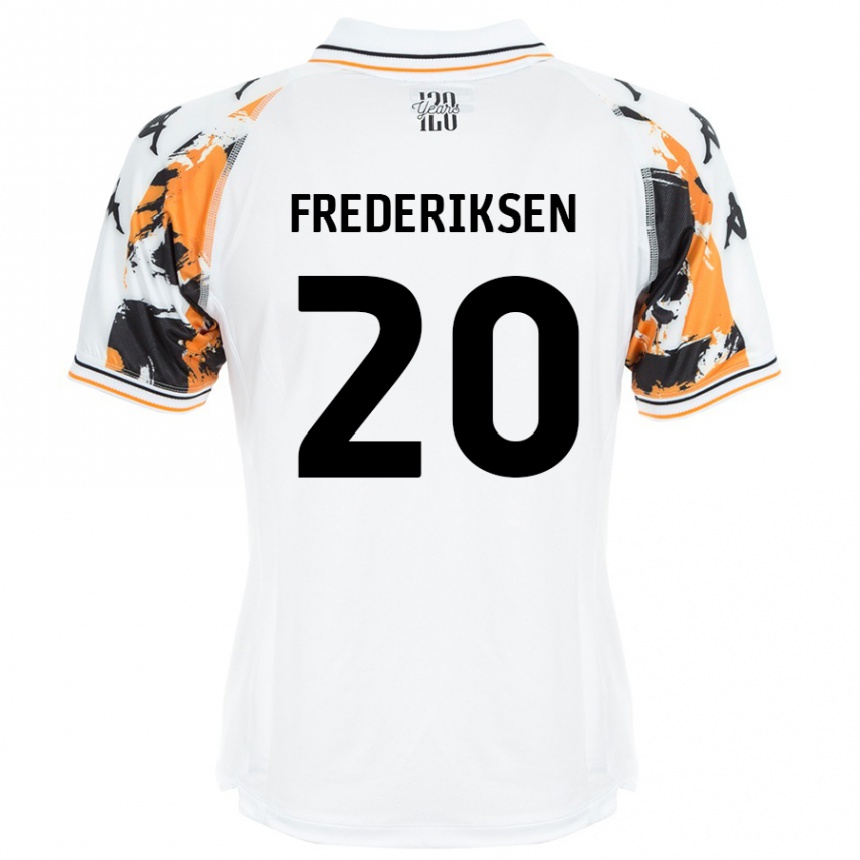 Kinder Fußball Abbey Frederiksen #20 Weiß Auswärtstrikot Trikot 2024/25 T-Shirt Luxemburg