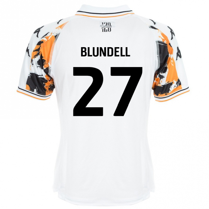 Kinder Fußball Maddie Blundell #27 Weiß Auswärtstrikot Trikot 2024/25 T-Shirt Luxemburg