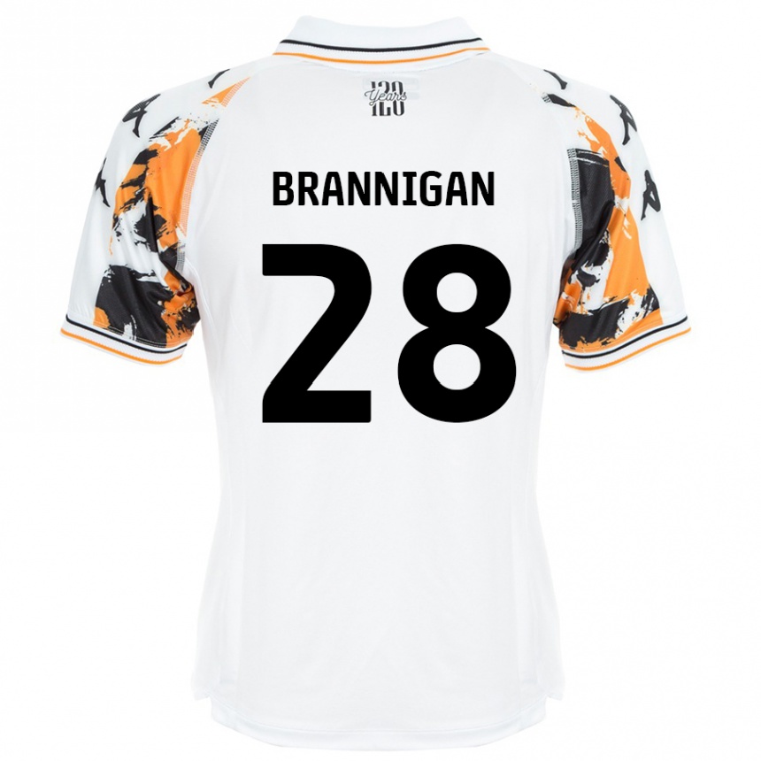 Kinder Fußball Aoife Brannigan #28 Weiß Auswärtstrikot Trikot 2024/25 T-Shirt Luxemburg