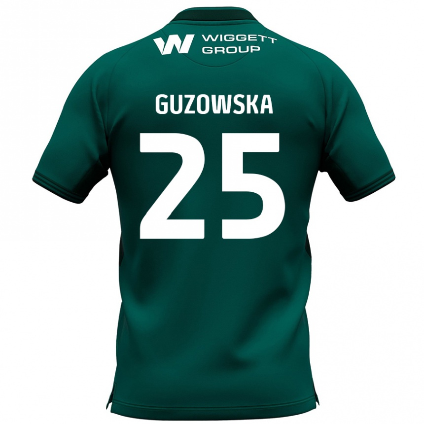 Kinder Fußball Sara Guzowska #25 Grün Auswärtstrikot Trikot 2024/25 T-Shirt Luxemburg