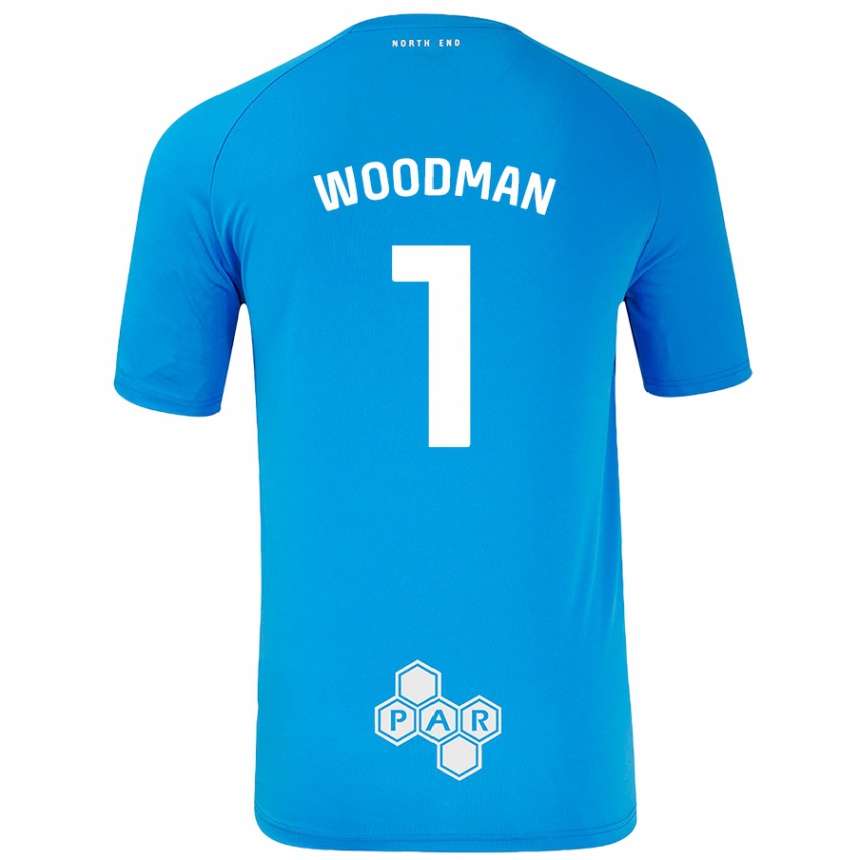 Kinder Fußball Freddie Woodman #1 Himmelblau Auswärtstrikot Trikot 2024/25 T-Shirt Luxemburg