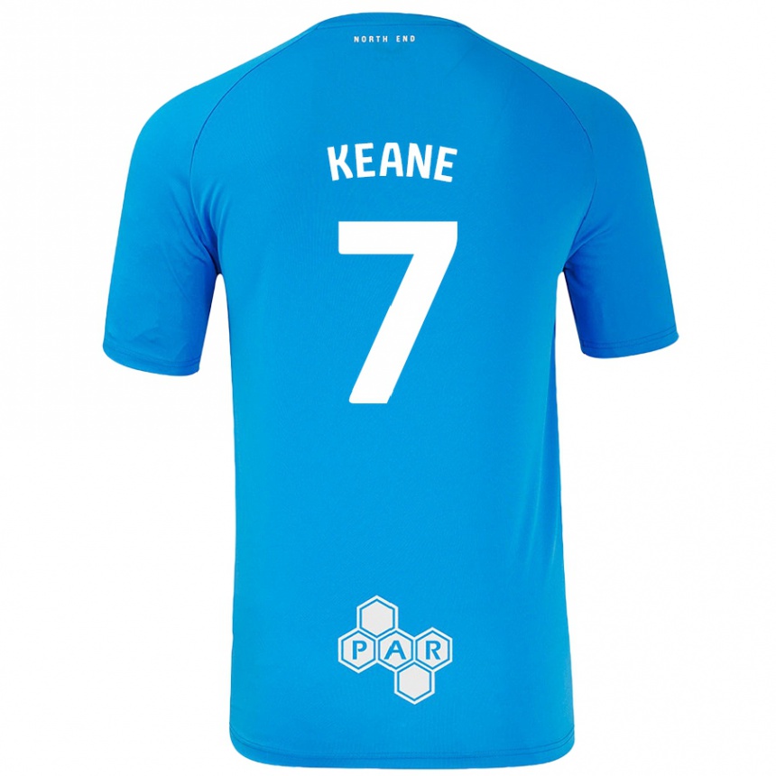 Kinder Fußball Will Keane #7 Himmelblau Auswärtstrikot Trikot 2024/25 T-Shirt Luxemburg