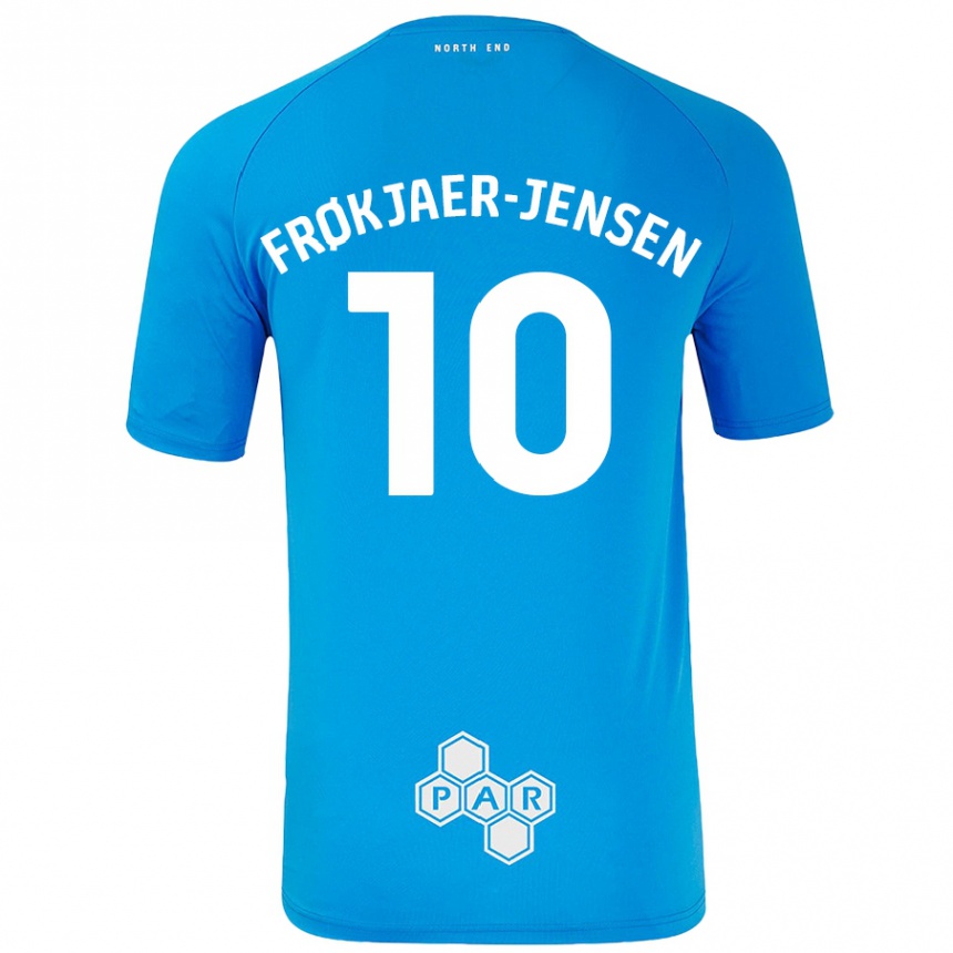 Kinder Fußball Mads Frøkjaer-Jensen #10 Himmelblau Auswärtstrikot Trikot 2024/25 T-Shirt Luxemburg