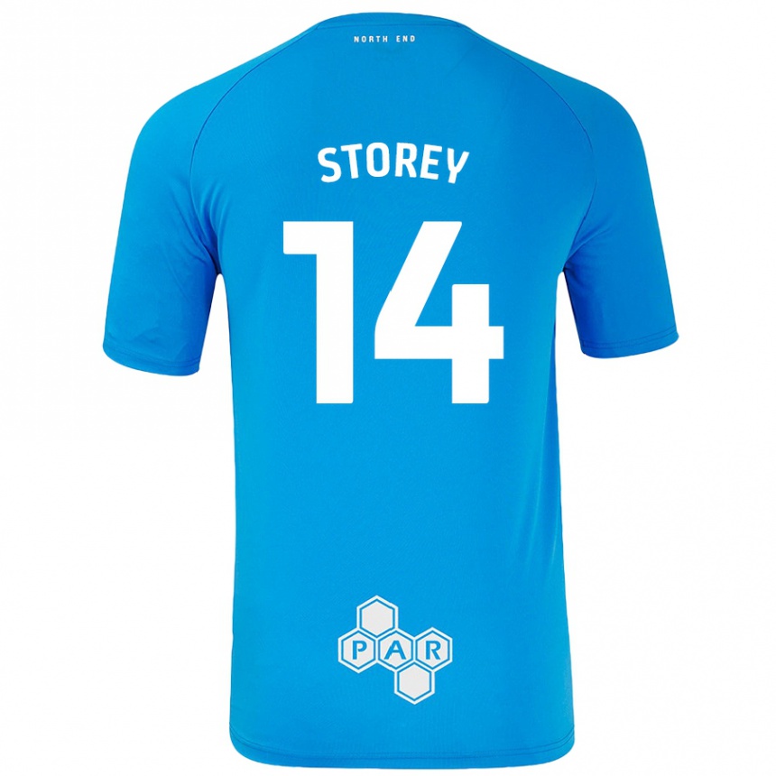 Kinder Fußball Jordan Storey #14 Himmelblau Auswärtstrikot Trikot 2024/25 T-Shirt Luxemburg