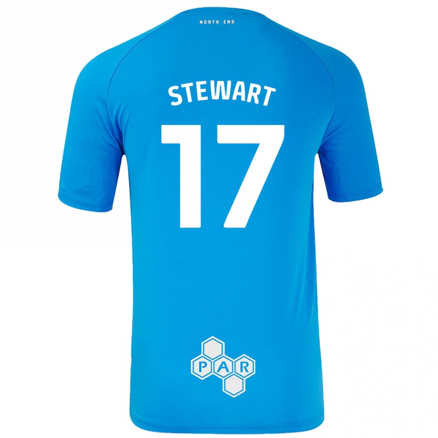 Kinder Fußball Layton Stewart #17 Himmelblau Auswärtstrikot Trikot 2024/25 T-Shirt Luxemburg