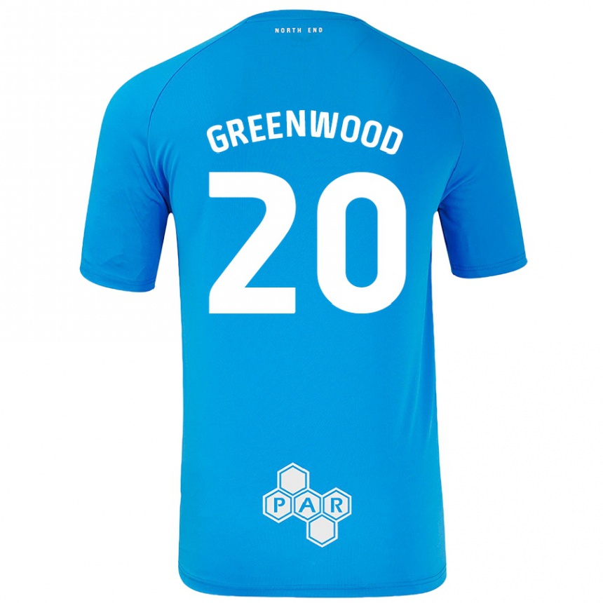 Kinder Fußball Sam Greenwood #20 Himmelblau Auswärtstrikot Trikot 2024/25 T-Shirt Luxemburg